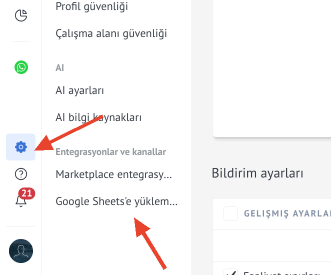 Widget ayarlarına git